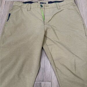 William Murray Golf Khaki Chinos with Green Accents